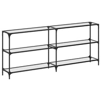vidaXL Tavolino Consolle Piano Vetro Trasparente 194,5x30x81cm Acciaio
