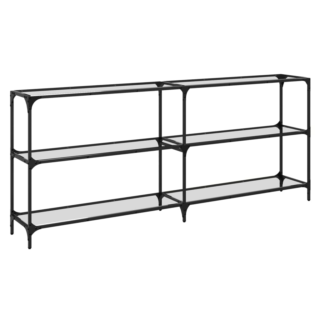 vidaXL Tavolino Consolle Piano Vetro Trasparente 194,5x30x81cm Acciaio
