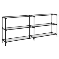 vidaXL Tavolino Consolle Piano Vetro Trasparente 194,5x30x81cm Acciaio