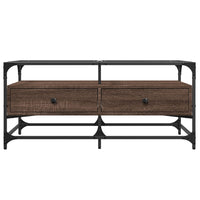 Tavolino con Piano in Vetro Rovere Marrone 98,5x50x45cm Acciaio 846048