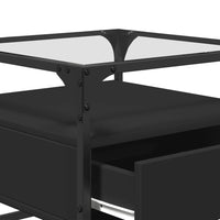 vidaXL Tavolino con Piano in Vetro Nero 50x50x45 cm Acciaio