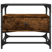 Tavolino con Piano in Vetro Rovere Fumo 50x50x45 cm Acciaio 846051