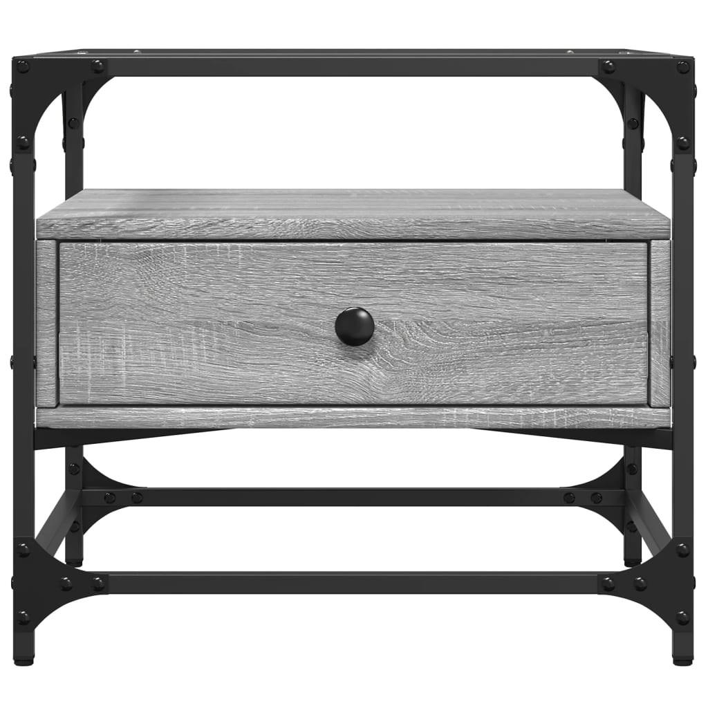 Tavolino con Piano in Vetro Grigio Sonoma 50x50x45 cm Acciaio 846052