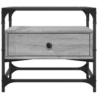 Tavolino con Piano in Vetro Grigio Sonoma 50x50x45 cm Acciaio 846052