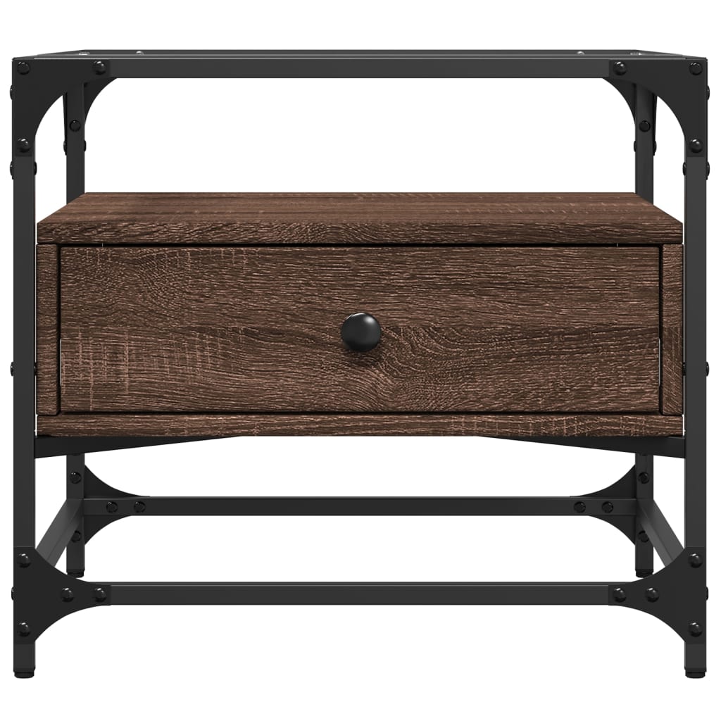 Tavolino Salotto con Ante in Vetro Rovere Marrone 50x50x45 cm 846053