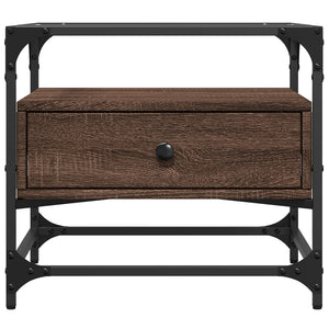 Tavolino Salotto con Ante in Vetro Rovere Marrone 50x50x45 cm 846053