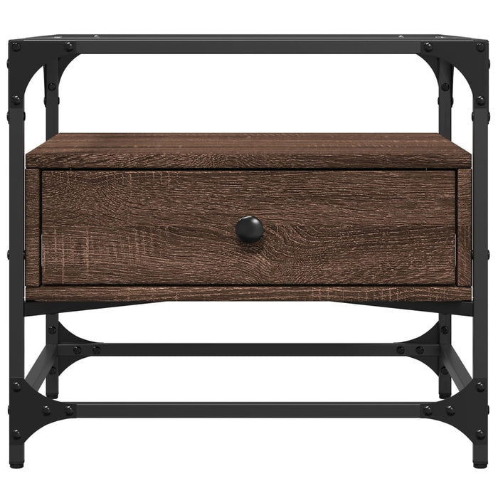 Tavolino Salotto con Ante in Vetro Rovere Marrone 50x50x45 cm 846053