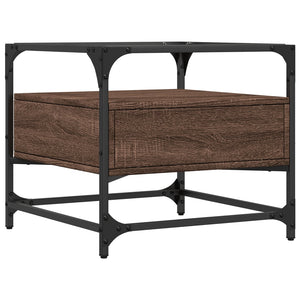 Tavolino Salotto con Ante in Vetro-Tavolino da soggiorno-Tavolo Rovere Marrone 50x50x45 cm