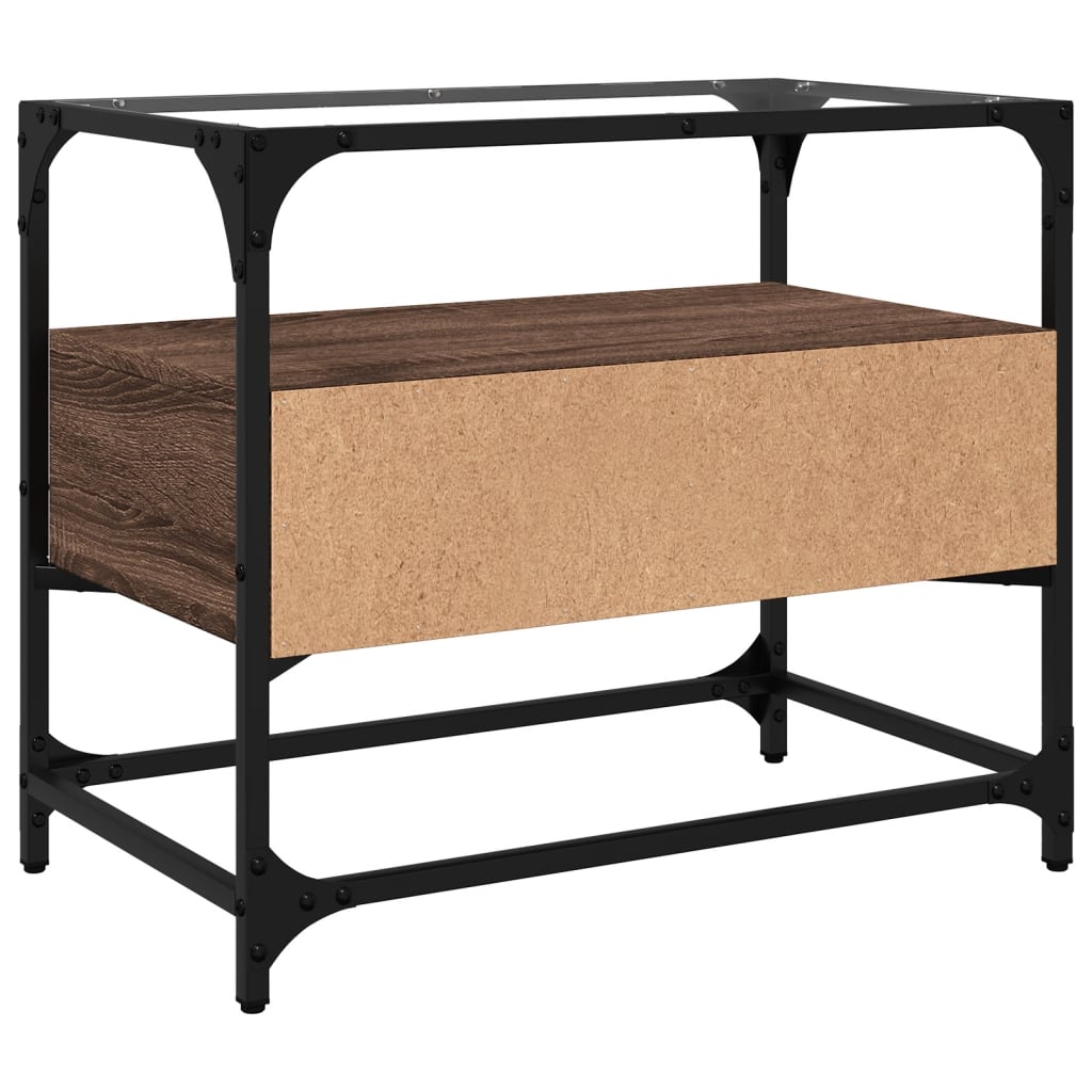 Mobile TV Piano Vetro Rovere Marrone 60x35x51 Legno Multistrato 846058