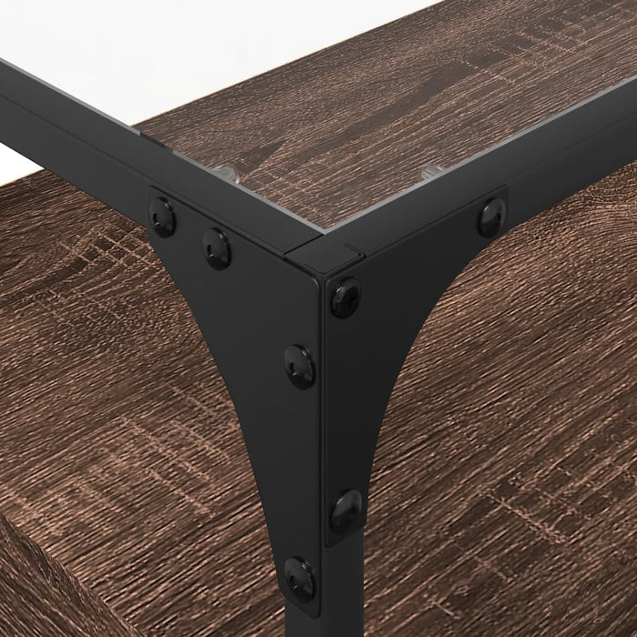 Mobile TV Piano Vetro Rovere Marrone 60x35x51 Legno Multistrato 846058