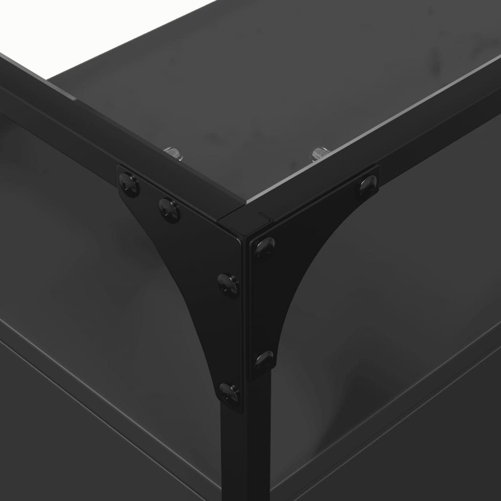 vidaXL Credenza con Piano in Vetro Nero 98x35x81cm Legno Multistrato