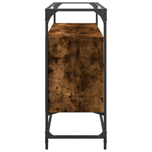 Credenza-Buffet-Armadio da cucina Piano Vetro Rovere Fumo 98x35x81cm Legno Multistrato