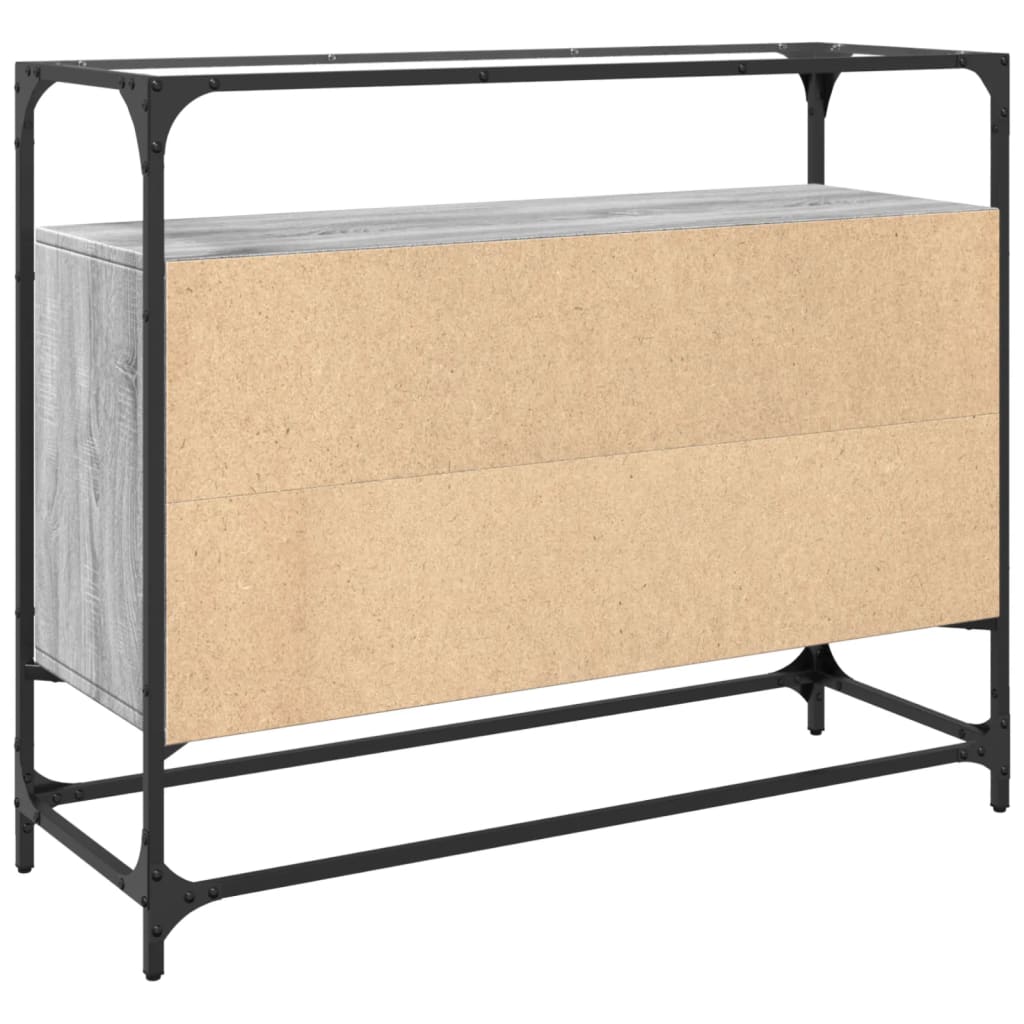 Credenza-Buffet-Armadio da cucina Piano Vetro Grigio Sonoma 98x35x81cm Legno Multistrato