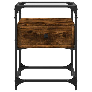 Comodino Rovere Fumo 40x40x55 cm in Legno Multistrato