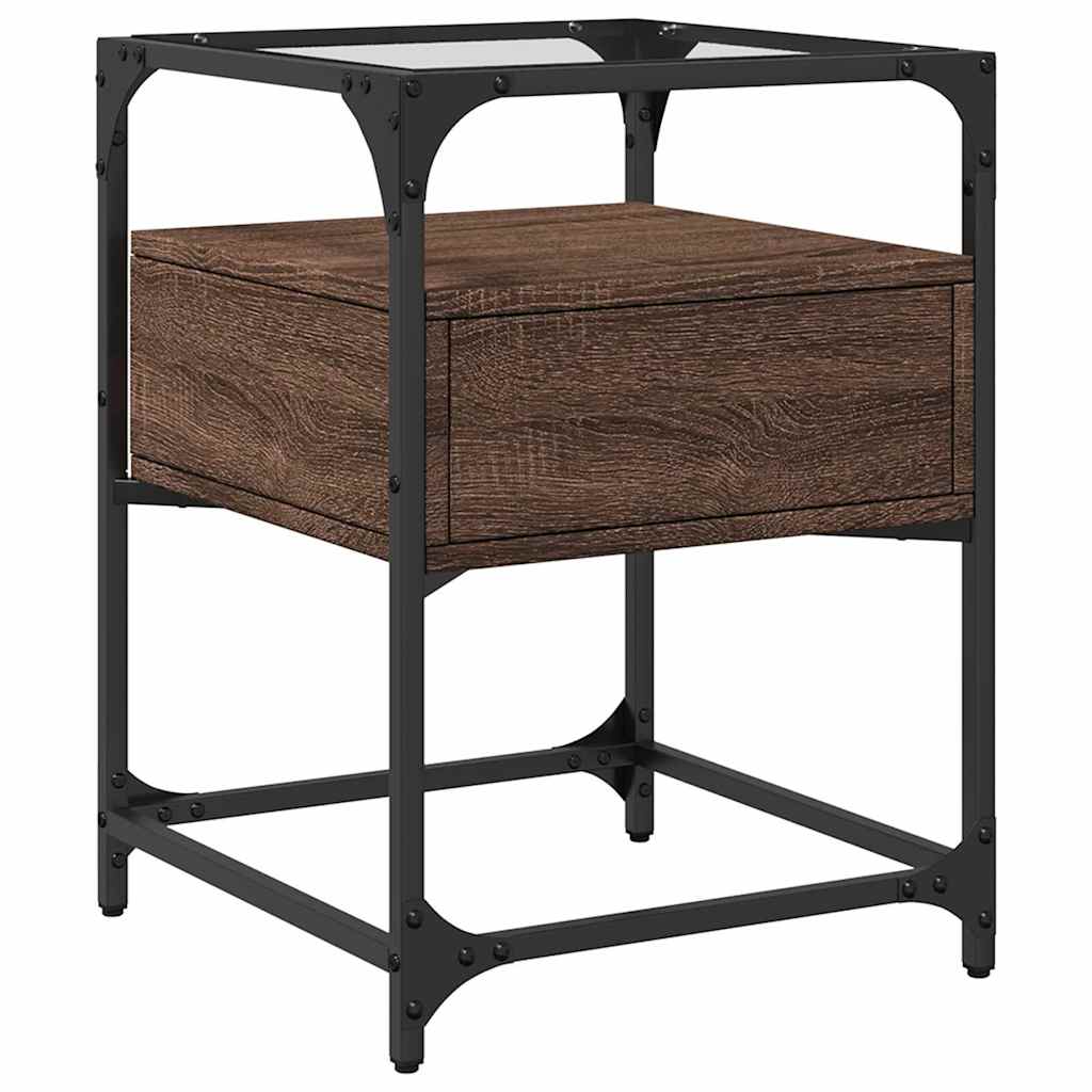 Comodino-Tavolino da notte Rovere Marrone 40x40x55 cm in Legno Multistrato