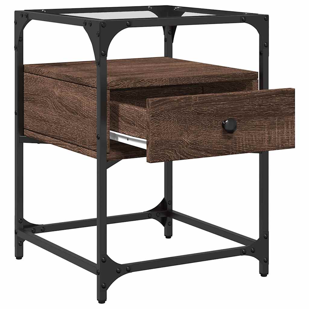 Comodino-Tavolino da notte Rovere Marrone 40x40x55 cm in Legno Multistrato