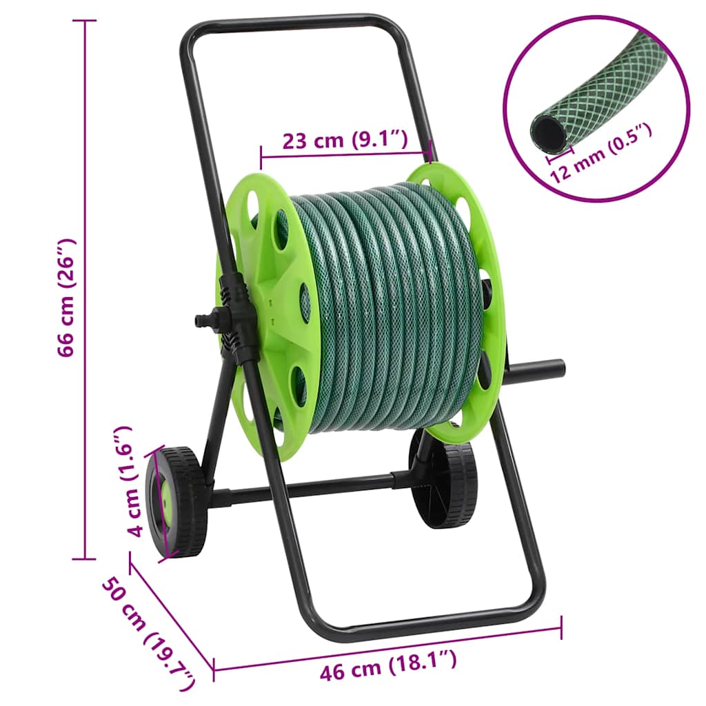 Carrello Avvolgitubo Verde con Set Raccordi Tubo 0,5" 30 m PVC 3281523