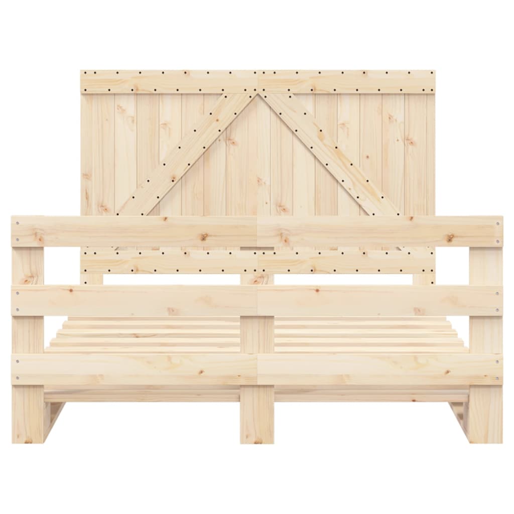 Giroletto con Testiera 160x200 cm in Legno Massello di Pino 3281559