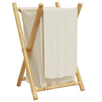 Cesto per Biancheria Bianco Crema 41,5x36x63,5 cm in Bambù