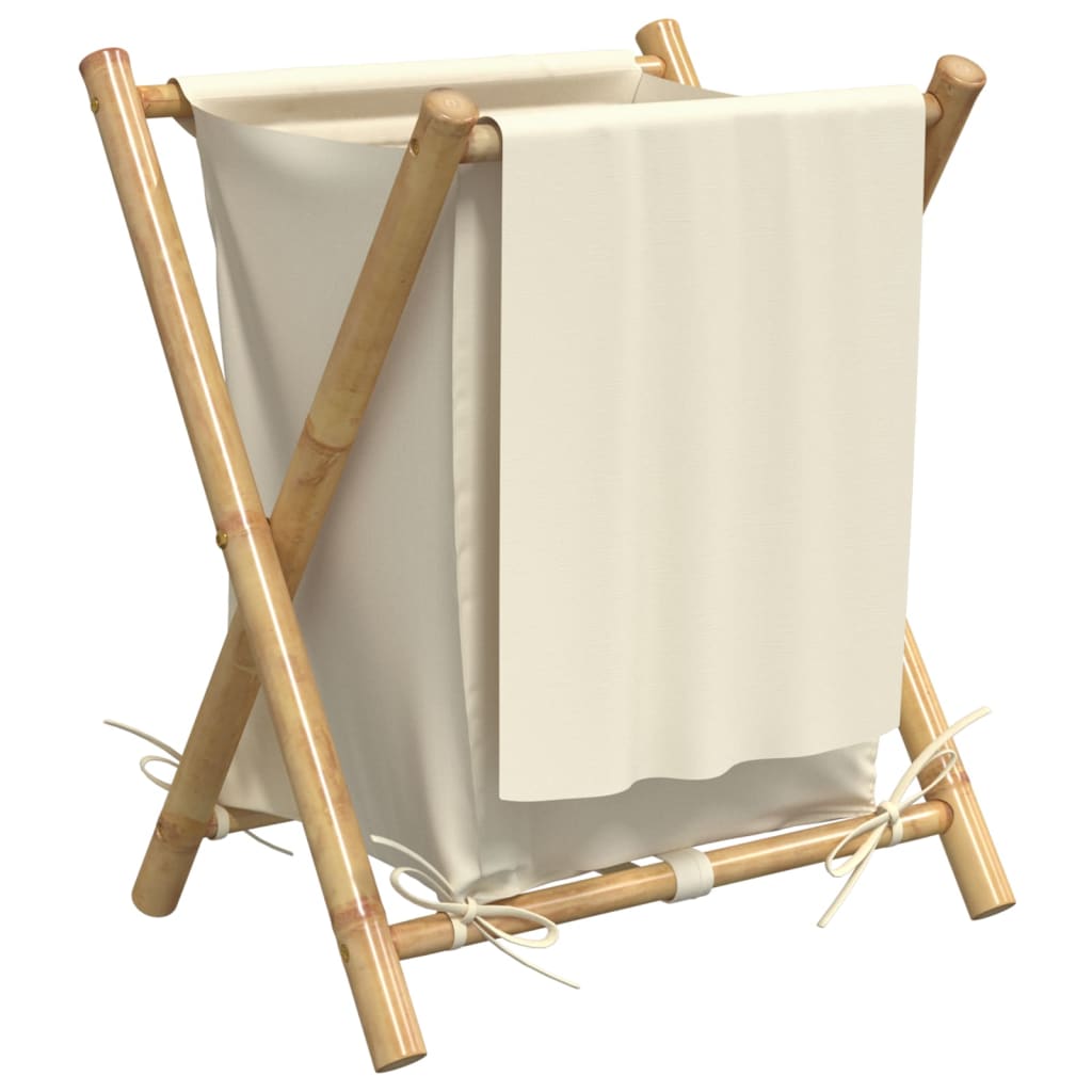 Cesto per Biancheria Bianco Crema 45x55x63,5 cm in Bambù 368035