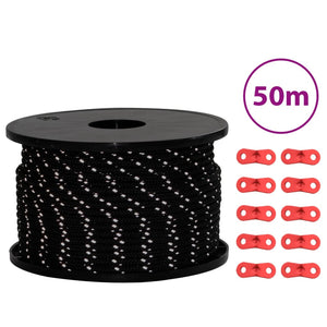 Corda Tenda con Strisce Riflettenti e Chiavi 50 m 5 mm