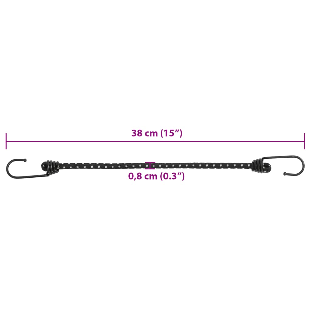 Corde Elastiche con Strisce Riflettenti e Ganci 10 pz 38 cm 4008142