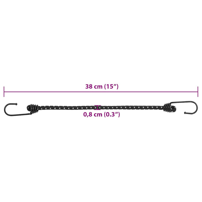 Corde Elastiche con Strisce Riflettenti e Ganci 50 pz 38 cm