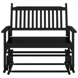 Panca a Dondolo Nera 118x70x104,5cm in Legno Massello di Pioppo 4008866