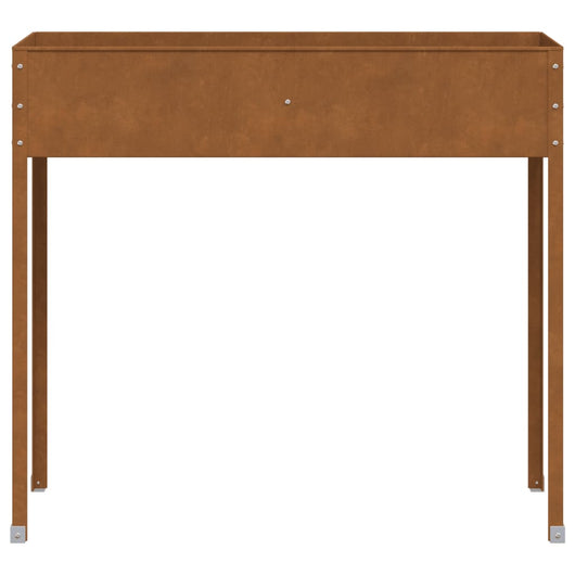 Fioriera aiuola rialzata piante fiori terrazza giardino 100,5 x 40,5 x 90 cm acciaio resistente alle intemperie marrone 02_0037291