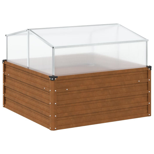 Vaso per fioriera aiuola rialzata piante fiori terrazza giardino giardino con serra acciaio resistente alle intemperie marrone 02_0038586