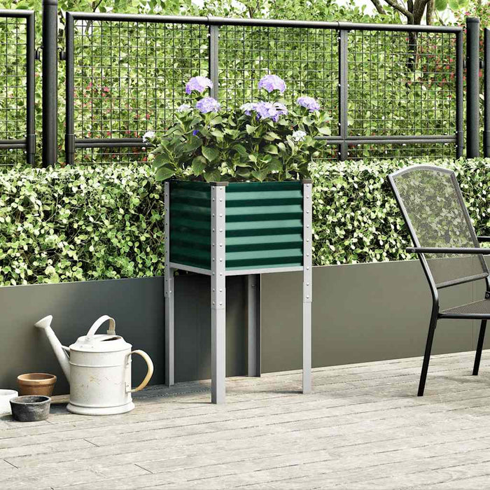 Fioriera da Giardino-Vaso da Esterno-Contenitore per Piante verde 45x45x88 cm in acciaio