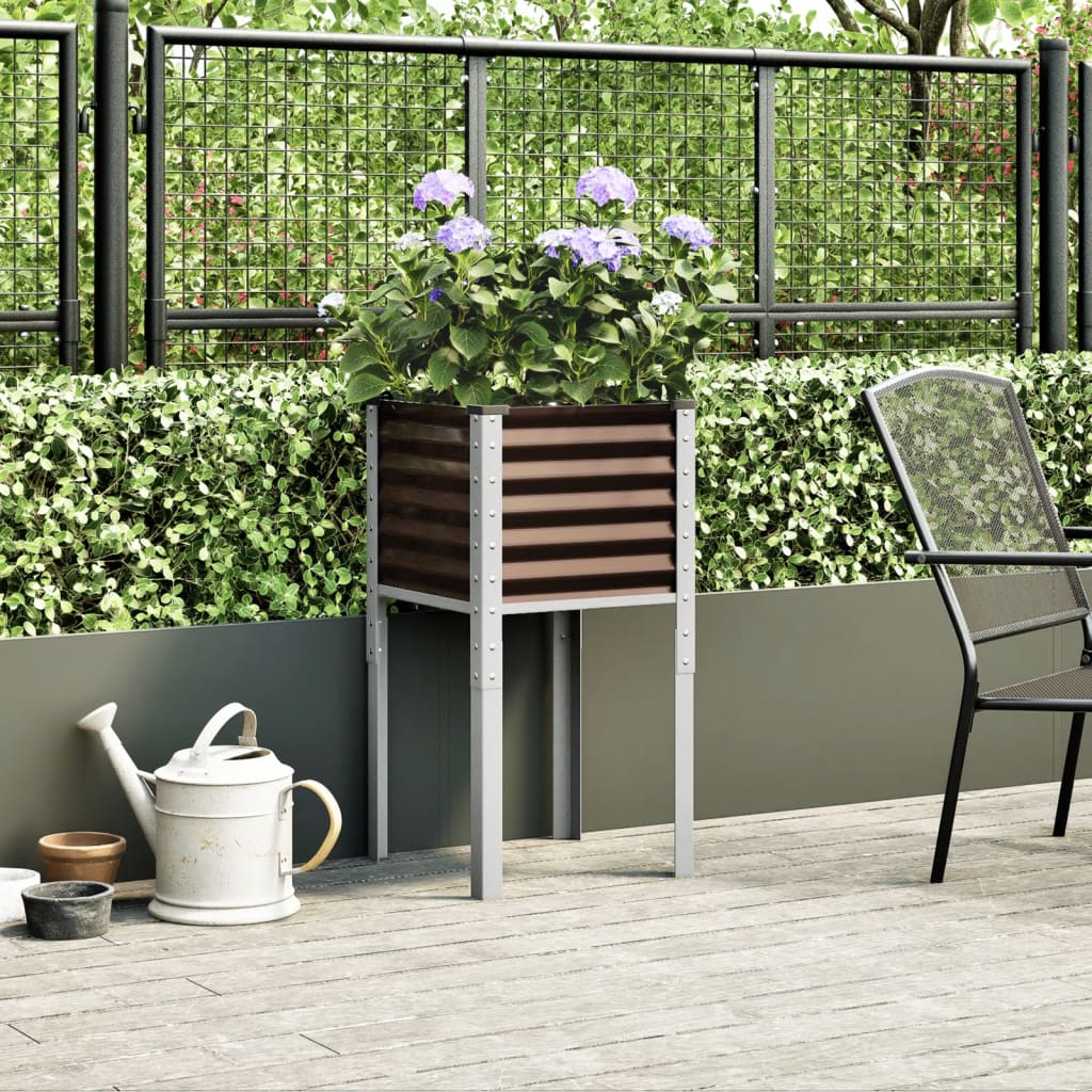 Fioriera da giardino marrone 45x45x88 cm in acciaio 4008965