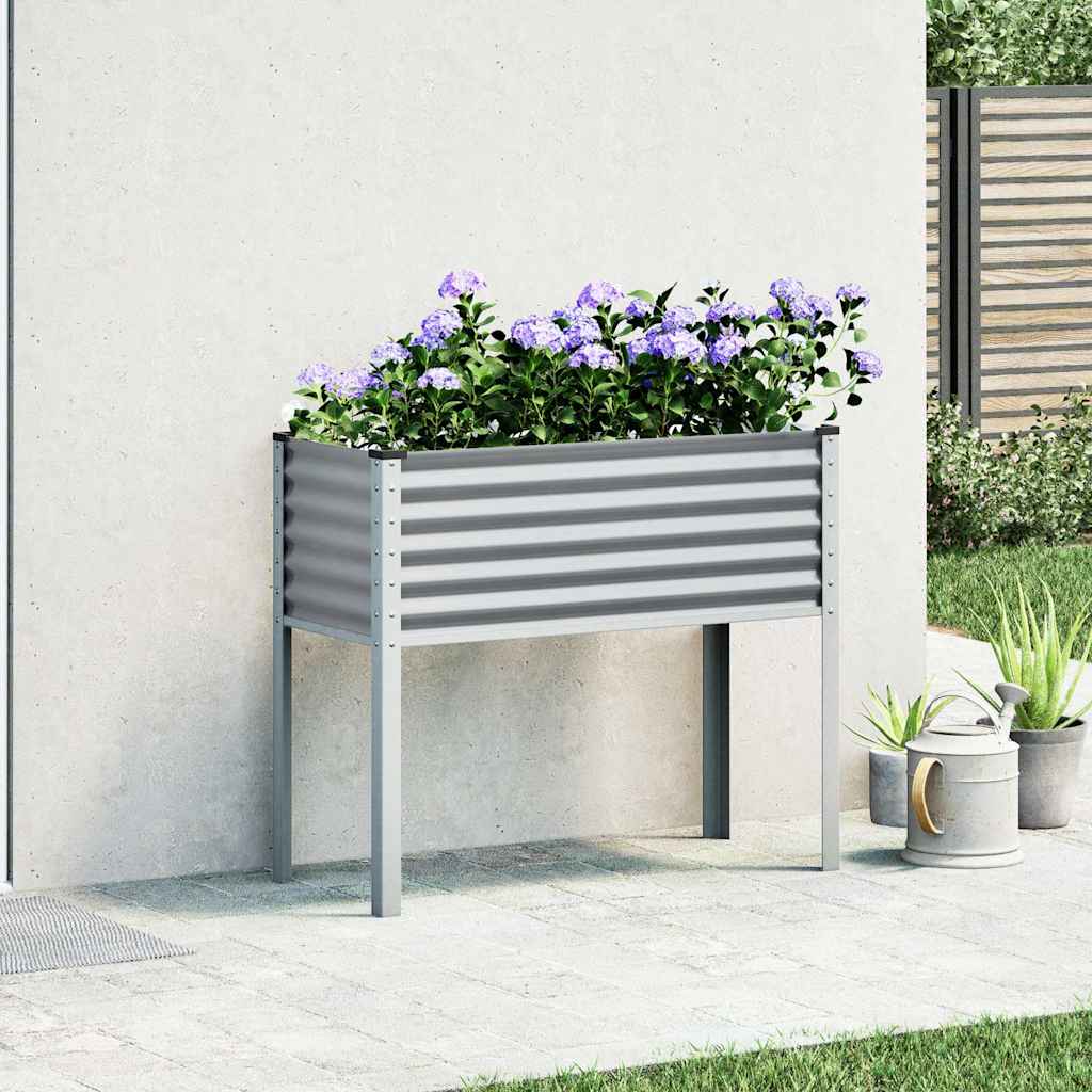 Fioriera da Giardino-Vaso da Esterno-Contenitore per Piante Grigia 100x45x90 cm in Acciaio