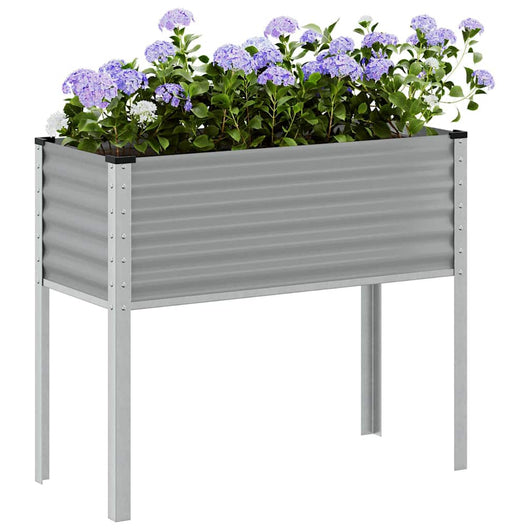 Fioriera da Giardino-Vaso da Esterno-Contenitore per Piante Grigia 100x45x90 cm in Acciaio