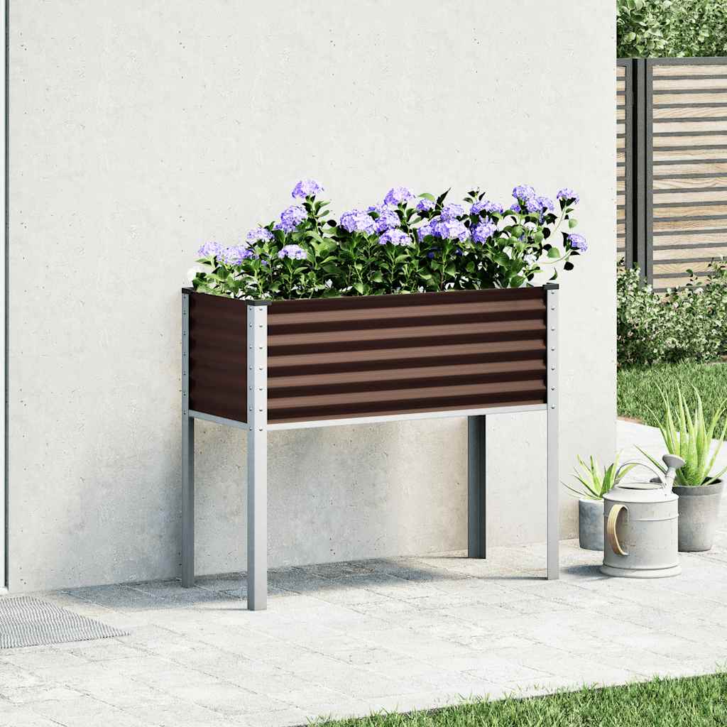 Fioriera da Giardino-Vaso da Esterno-Contenitore per Piante marrone 100x45x90 cm in acciaio