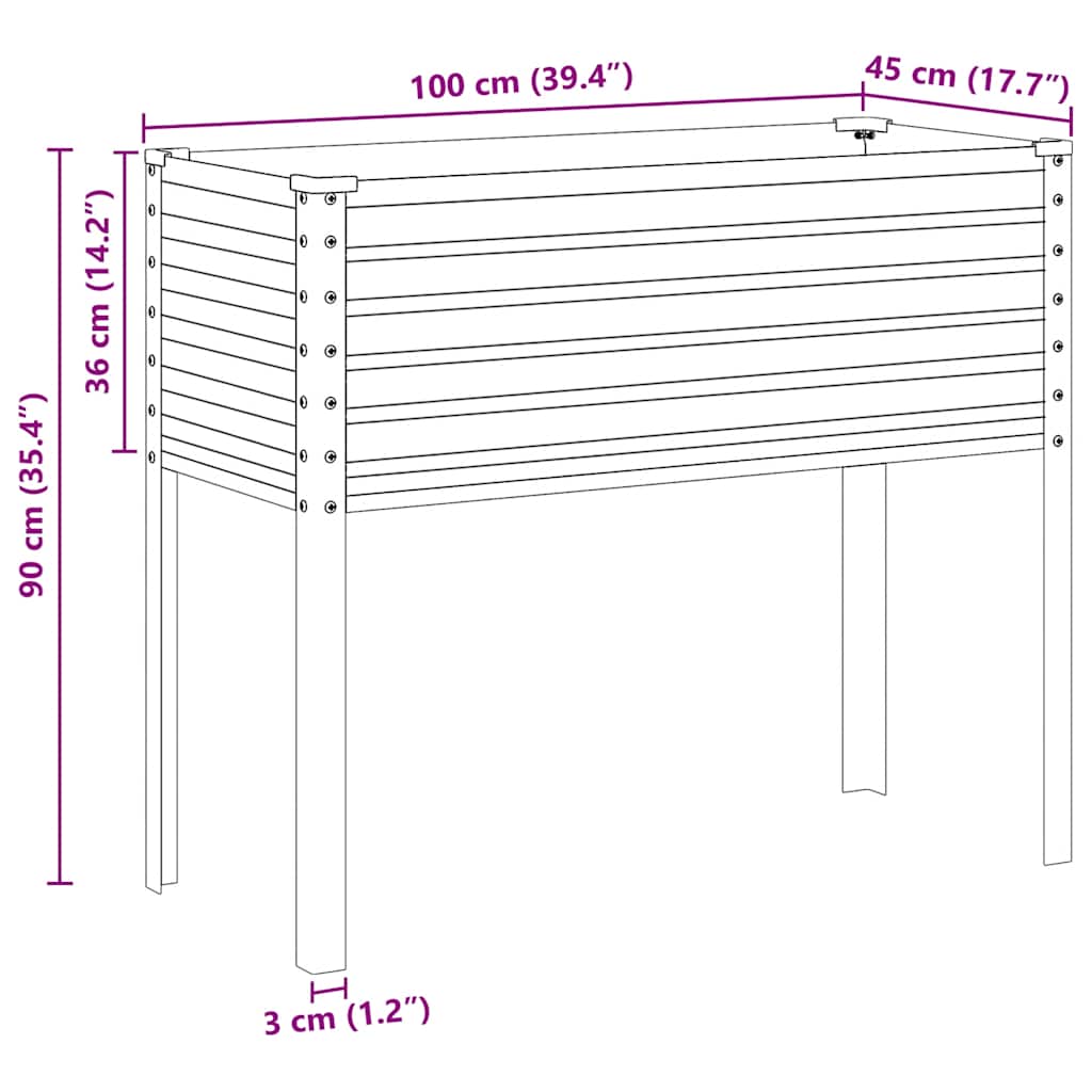 vidaXL Fioriera da Giardino Marrone 100x45x90 cm in Acciaio