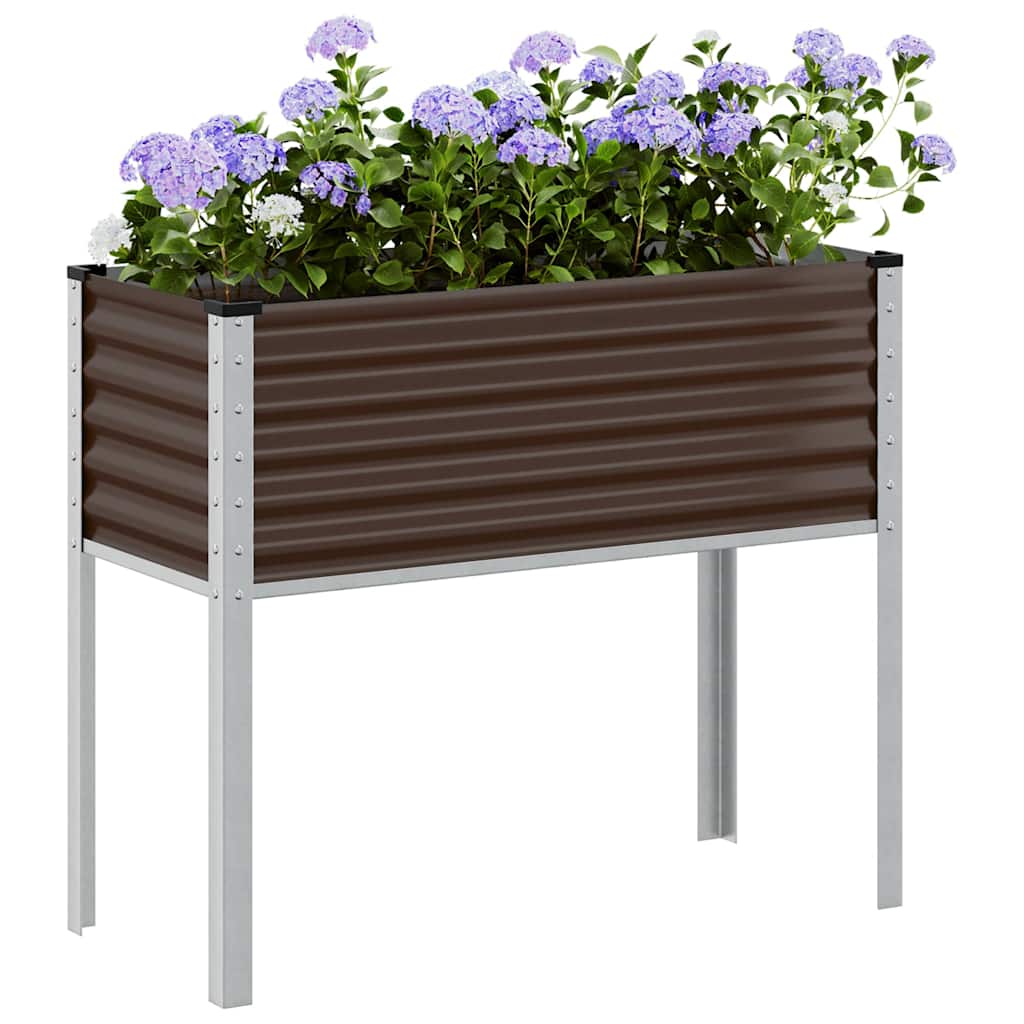 Fioriera da Giardino-Vaso da Esterno-Contenitore per Piante marrone 100x45x90 cm in acciaio