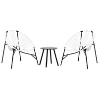 Set di Sedie da Giardino 3 pz in Polyrattan Bianco e Nero 4009293