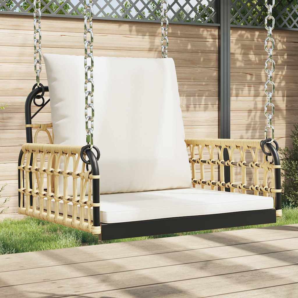 Sedia a Dondolo con Cuscini 63x58x39 cm Polyrattan e Acciaio 4009297