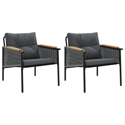 Sedie da Giardino con Cuscini 2pz Nere in Acciaio 4009301