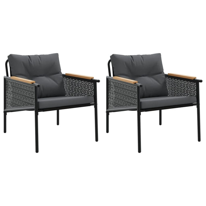 Sedie da Giardino con Cuscini 2pz Nere in Acciaio 4009301
