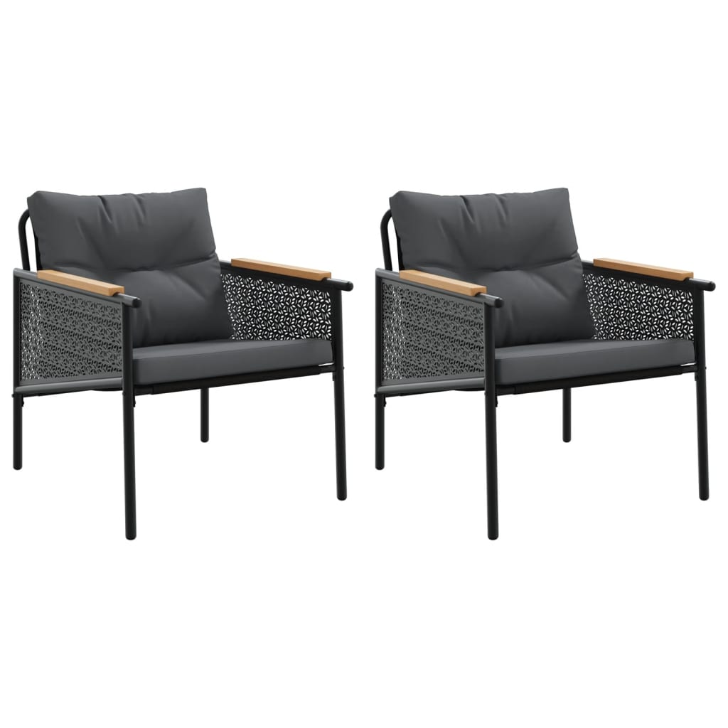 vidaXL Sedie da Giardino con Cuscini 2pz Nere in Acciaio