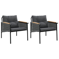 Sedie da Giardino con Cuscini 2pz Nere in Acciaio 4009301