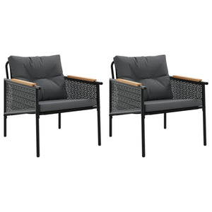 Sedie da Giardino con Cuscini 2pz Nere in Acciaio 4009301