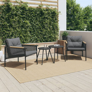 vidaXL Set Mobili da Balcone 4 pz con Cuscini Nero in Acciaio