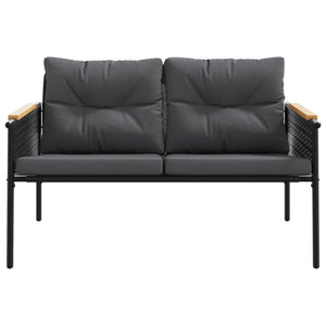 Panchina da Giardino con Cuscini 116 cm Nera in Acciaio 4009303