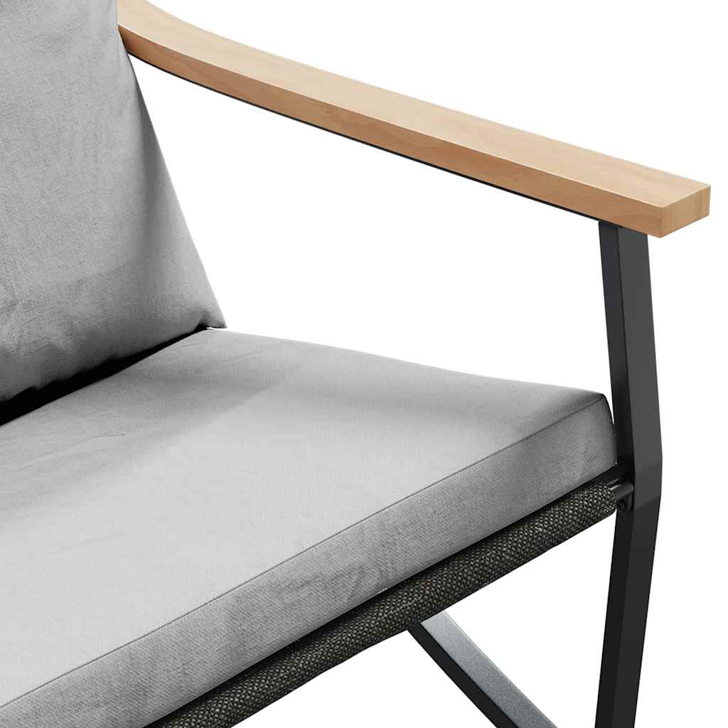 Set Mobili da Balcone 4 pz con Cuscini Nero in Acciaio