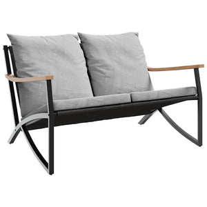 Panchina da Giardino con Cuscini 120 cm Nera in Acciaio