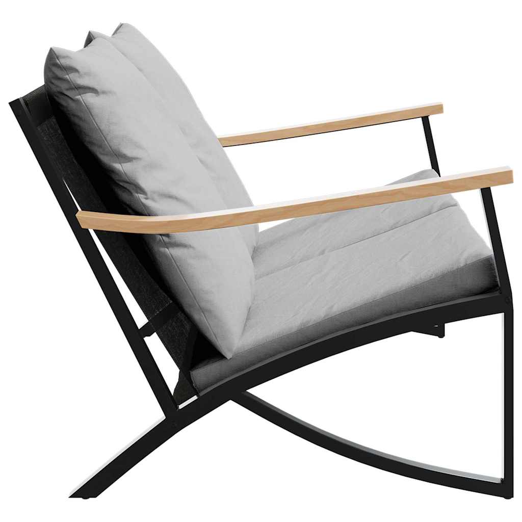 Panchina da Giardino con Cuscini 120 cm Nera in Acciaio