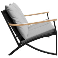 Panchina da Giardino con Cuscini 120 cm Nera in Acciaio